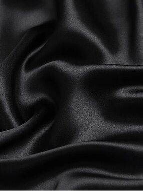Stretchy Mulberry Silk Charmeuse fabric in Black- 40 inches width- 2.9 yards